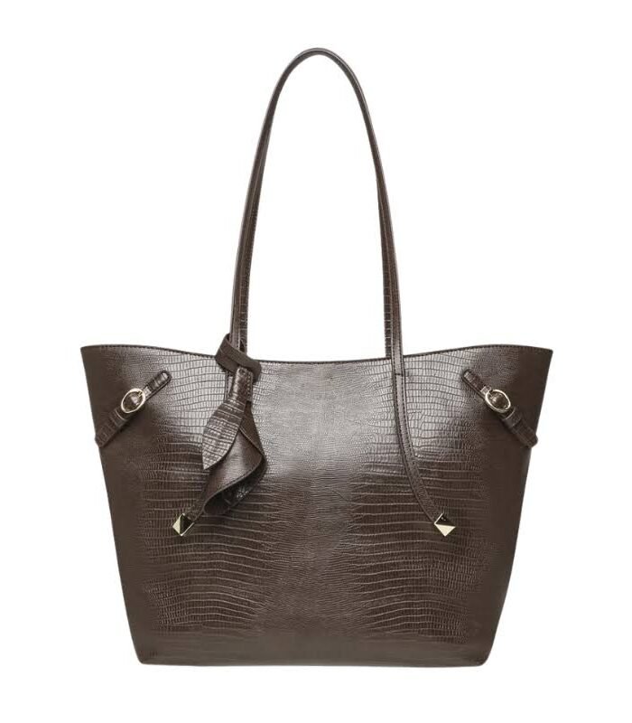 Zanna Bags Brown Multi Croco Print Tote Bag for Women